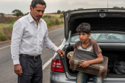 En la autopista México–Querétaro, bajo el sol abrasador del mediodía, un hombre frenó bruscamente en el carril de emergencia. Su rostro, normalmente sereno, perdió todo color al escuchar un ruido extraño detrás de él. Cuando abrió la caja de su vieja camioneta, se quedó helado: un niño, que llevaba escondido allí media hora sin que él lo supiera, sostenía en sus manos una fotografía arrugada y gastada.