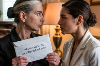 La suegra AGITA el sobre que contiene los resultados del ADN.