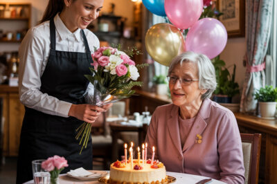 Ningún miembro de su familia vino para el cumpleaños de nuestra clienta más anciana en el café — pero intenté remediar la situación.
