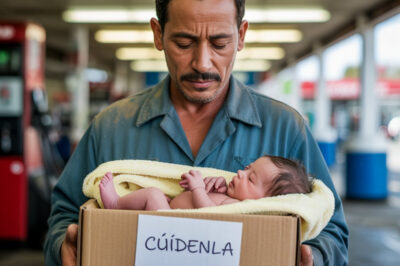Un trabajador de una gasolinera encontró una caja en el baño, dentro de la cual había una recién nacida y una nota: “Cuídenla”. Se llevó a la niña a casa.