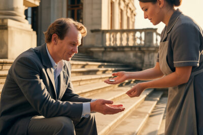 MILLONARIO PIDIÓ ESMOLA EN SU CASA Y FUE DESPRECIADO… SOLO UNA EMPLEADA HUMILDE ME EXTENDIÓ SU MANO