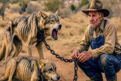 Un Vaquero Encuentra a Un Lobo Encadenado Con Su Cachorro… Lo Que Pasó Después Dadie Lo Podía Creer…