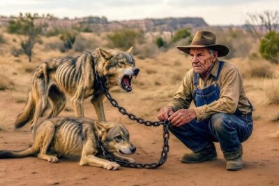 Un Vaquero Encuentra a un Lobo Encadenado con su Cachorro… Lo que Pasó Después Nadie lo Podía Creer….