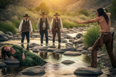 TRES HOMBRES LA ACORRALARON JUNTO AL RÍO… PERO UN GUERRERO APACHE APARECIÓ ANTES DEL PRIMER GOLPE..