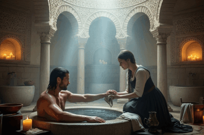 “Fue obligada a bañar al guerrero más temido… y descubrió lo que nadie se atrevía a mirar”….