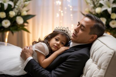 Una niña abrazó a su padre en el ataúd espeluznante.