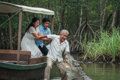 «Baja al río con los cocodrilos», susurró mi nuera mientras me empujaba al río Amazonas.