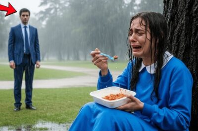 Un millonario sorprendió a su empleada comiendo bajo la lluvia… ¡La razón lo dejó sin palabras!