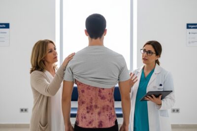 Descubrí 30 manchas rojas como huevos de insecto en la espalda de mi esposo, lo llevé corriendo a urgencias. El doctor lo revisó y de inmediato dijo: “Llamen a la policía, ahora mismo.”