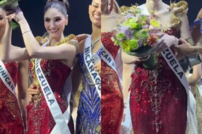 Miss Venezuela no soportó y mira lo que hizo con el ramo que le dieron por ser segunda finalista
