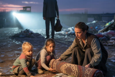 UNA VIUDA CON DOS HIJOS VIO A UN HOMBRE RICO TIRAR UNA ALFOMBRA DE LUJO EN EL BASURERO…