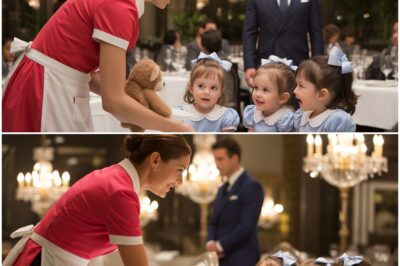 MILLONARIO VIUDO LLEVÓ A SUS TRILLIZAS MUDAS AL TRABAJO… ¡EL GESTO DE LA MESERA LAS HIZO HABLAR!