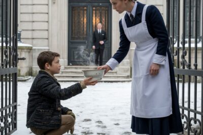 Una criada alimentó en secreto a un niño hambriento que encontró afuera de las puertas de la mansión, pero cuando su jefe multimillonario entró, su reacción la dejó sin palabras…