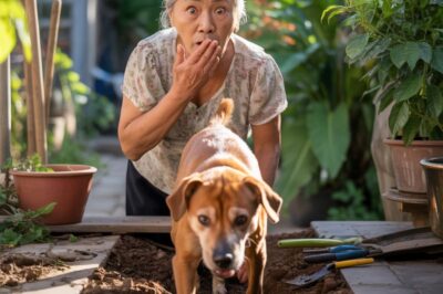 El último regalo de mi difunto esposo fue un perro. Mi yerno lo mató sin permiso, diciendo que era por “seguridad”. Quedé devastada. Tres días después, lo encontré vivo en mi patio trasero, escarbando en el jardín que mi yerno había construido. Lo que encontré enterrado allí me impactó…