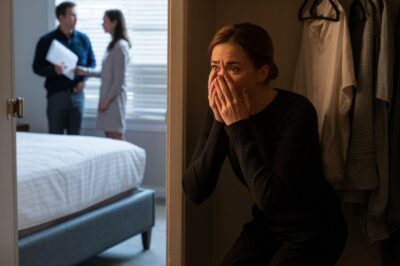 Oí voces en nuestra habitación y me escondí en el armario. Mi marido entró con ella, con papeles en la mano. Ella susurró: “¿Cuál es tu plan?”. Él se rió: “Dos millones cuando muera. Accidente en las escaleras. Ya la he hecho…”