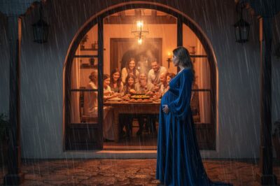 Mi suegra me dejó afuera de la puerta toda la noche con mi barriga de siete meses, y estaba lloviendo fuerte. A medianoche, me fui en silencio, y a la mañana siguiente regresé con una noticia que hizo gritar de horror a toda la familia de mi esposo.