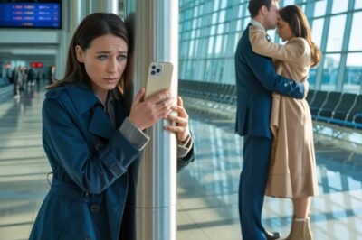 Llegué al aeropuerto solo para despedirme de una amiga, hasta que vi a mi esposo en la sala de embarque, abrazando a la mujer que, según él, era “solo una compañera de trabajo”. Me acerqué con el corazón palpitante y lo oí susurrar: “Todo está listo. Esa tonta lo va a perder todo”. Ella se rió: “Y ni siquiera lo verá venir”. No lloré. No grité. Solo sonreí… porque ya había preparado mi trampa.