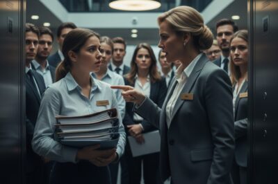 “Gerente echa a practicante del elevador: ‘Pueblerina, no estás a mi nivel para compartir el ascensor’.”