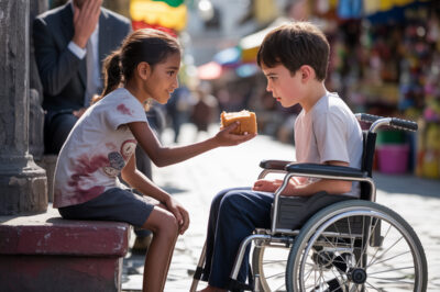 La Migaja que Cambió Millones: Una Niña de la Calle Le Dio Su Única Comida a un Niño Millonario en Silla de Ruedas y Desató el Karma 