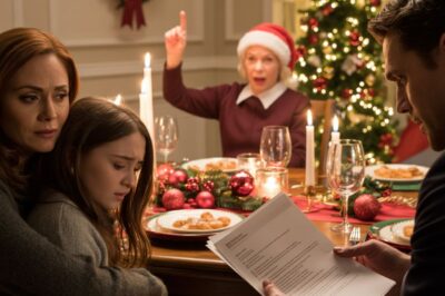 En Navidad, mi suegra brindó: «Estoy orgullosa de todos mis nietos menos de uno». Luego señaló a mi hijo de 9 años. La gente se rió como si nada. Mi hija contuvo las lágrimas. Mi marido no se rió. Puso una carpeta gruesa sobre la mesa. Cuando la abrieron, la habitación quedó en un silencio sepulcral.