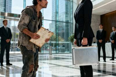 Un joven con ropa gastada llegó a pedir trabajo… y lo que hizo la hija del director sorprendió a todo el edificio.