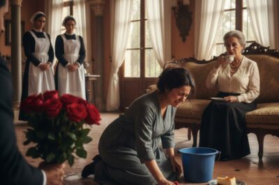 Llegué temprano a casa para sorprender a mi esposa embarazada… pero al entrar, la vi de rodillas, limpiando mientras sus ayudantes observaban… y la razón que me rompió el corazón.